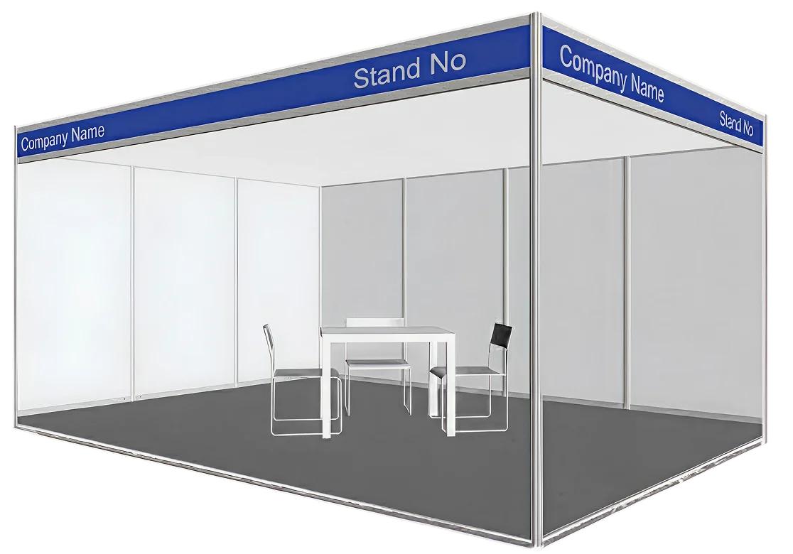 A white and blue tent with a table and chairs inside, providing a cozy space for relaxation or dining outdoors