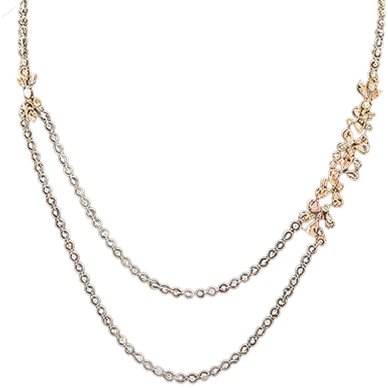 A luxurious necklace featuring two elegant rows of sparkling diamonds